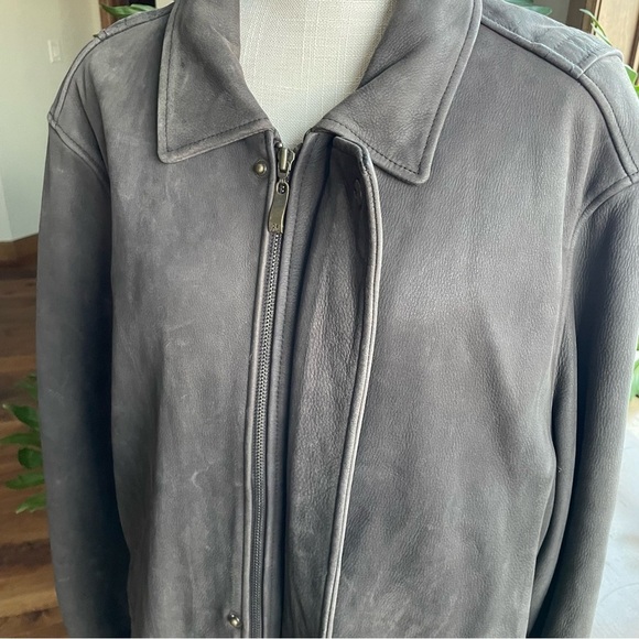 Perry Ellis Brown Nubuck Leather Car Coat Jacket - Picture 4 of 15